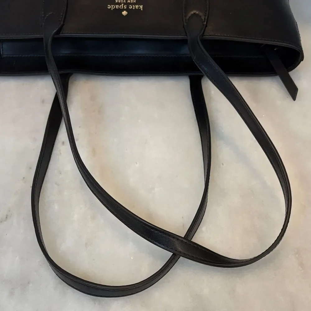 Kate Spade Bag Purse Handbag Leather Large Shopper Tote Black Pocketbook